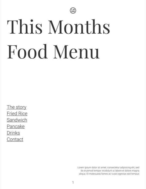 Free catalog  food menu template