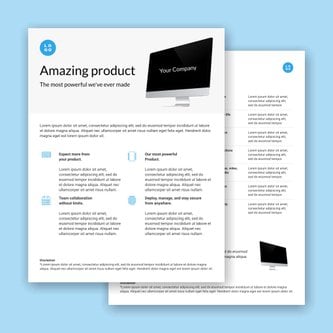 Free product sheet template