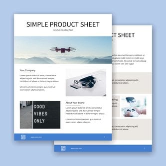 Free product sheet template