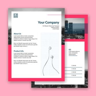 Free product sheet template