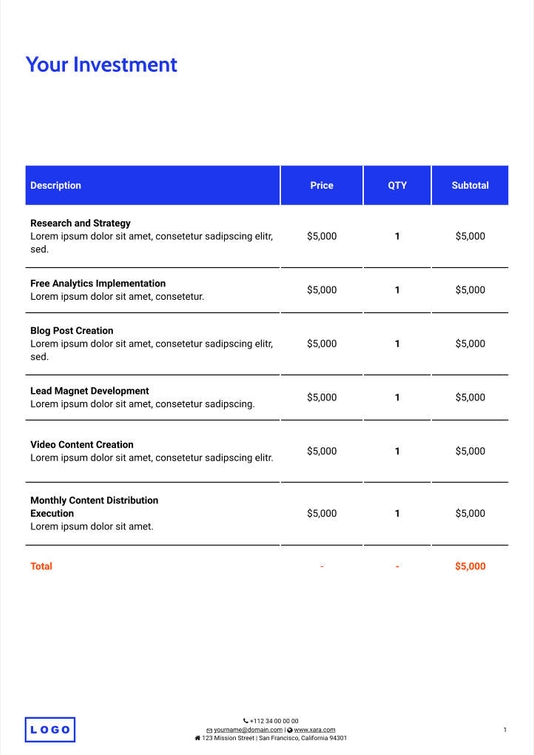 Free proposal  digital marketing template