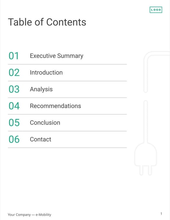 Free report – e-mobility template