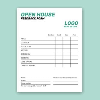 Free real estate – open house feedback forms template