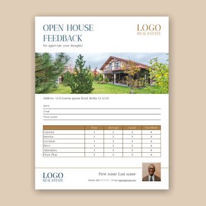 Free open house feedback forms template