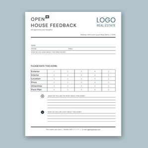 Free open house feedback forms template