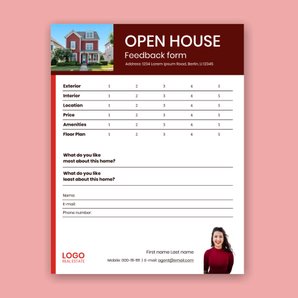 Free open house feedback forms template