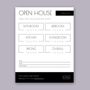 Free open house feedback forms template