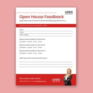 Free open house feedback forms template