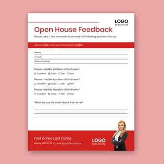 Free real estate – open house feedback forms template