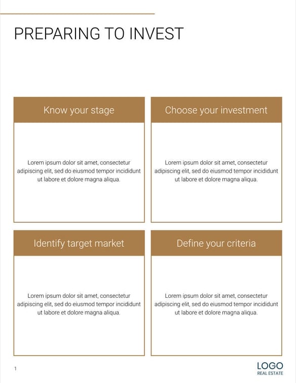 Free real estate – listing presentation – investment template