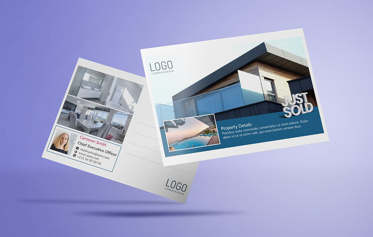 RealReal Estate Just Sold Postcards  Xara Cloud Throughout Property Management Postcards Templates