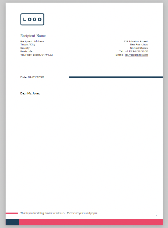 a letterhead template - xara