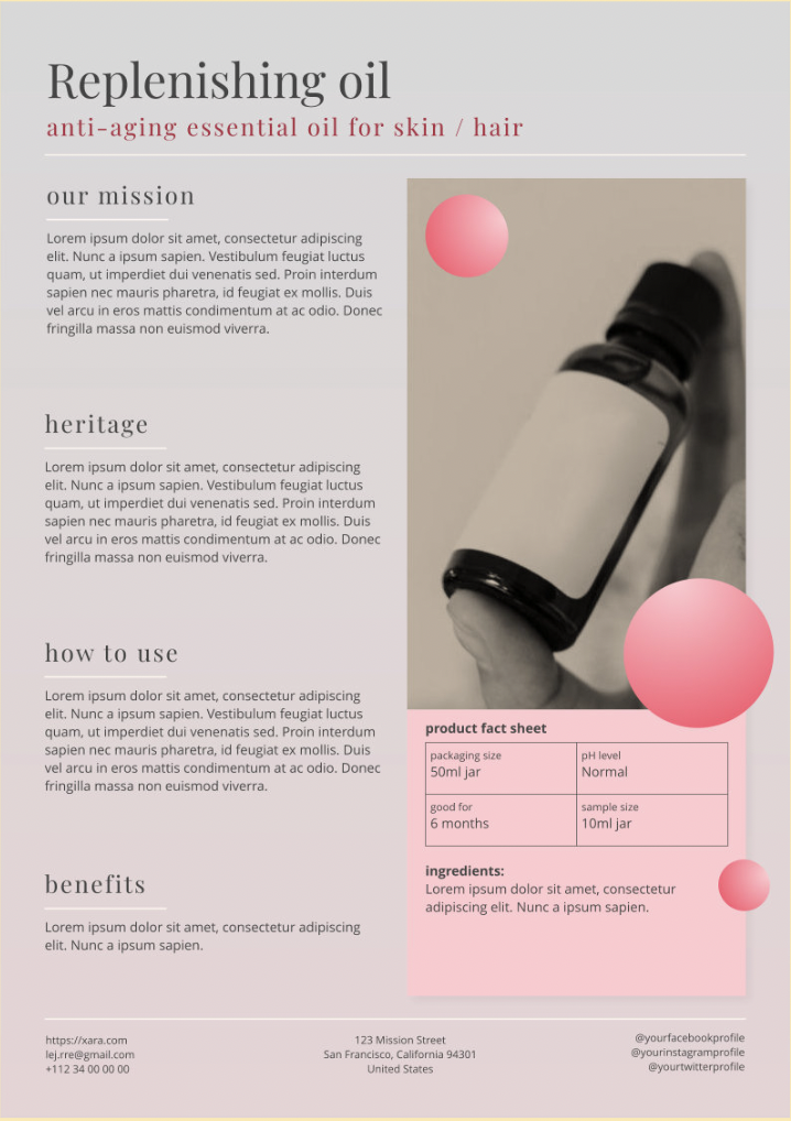 product sell sheet template