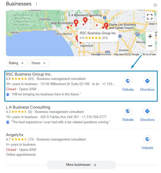 User Social Proof Example: Google Reviews