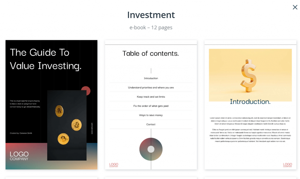 Investment Ebook Template Xara Cloud