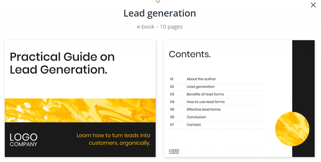 Make a lead generation Ebook Template Xara Cloud
