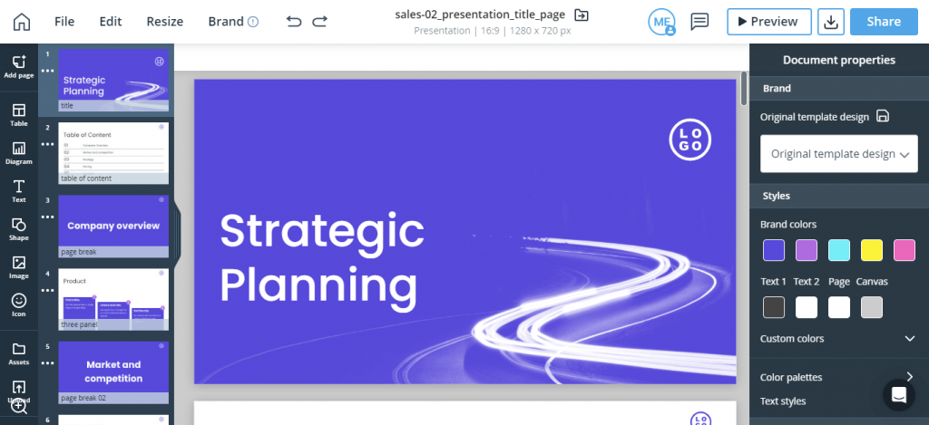 Strategic Planning Template from Xara Cloud