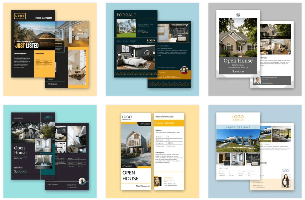 Real Estate Open House Flyers from Xara Cloud