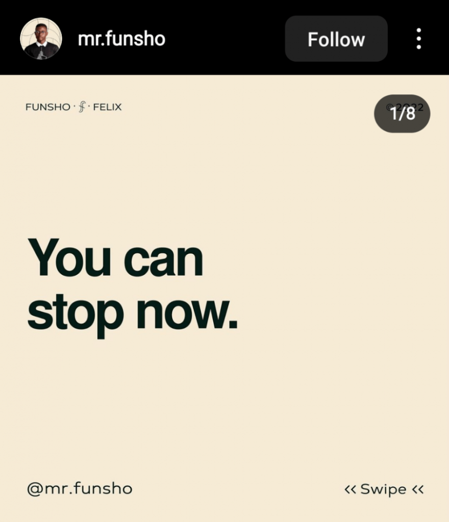 Mr Funsho Instagram Carousel post Example