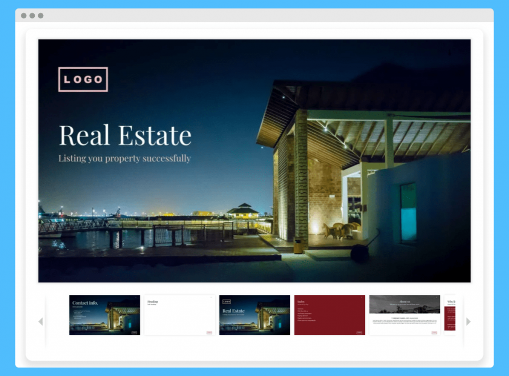 Real Estate Listing Presentation Template from Xara Cloud