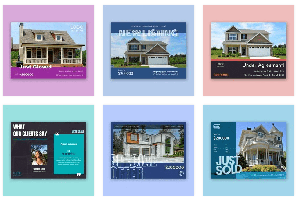 Real Estate Facebook Templates from Xara Cloud