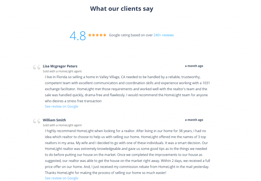 Google Reviews to get Real Estate listings from Homelight