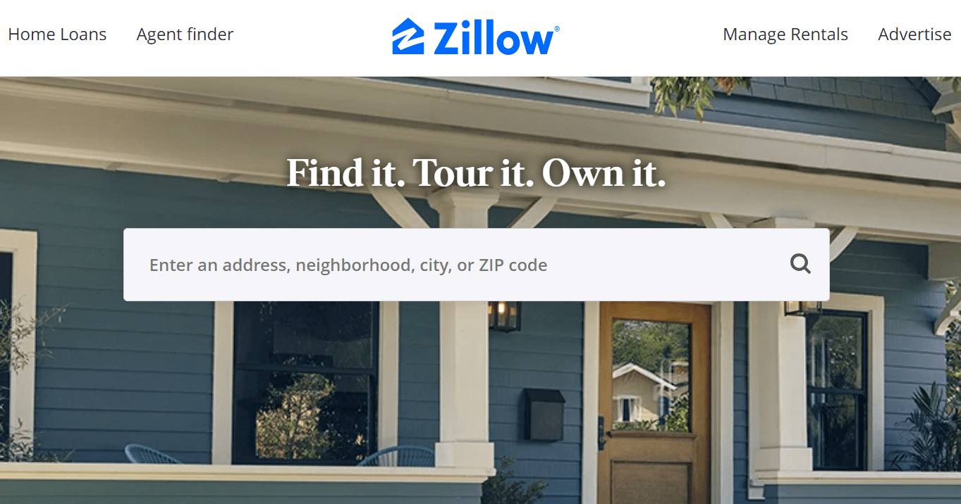 Zillow website for Real Estate Prospecting