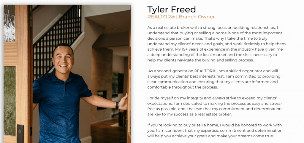 Tyler Freed Real Estate Marketing Landing Page
