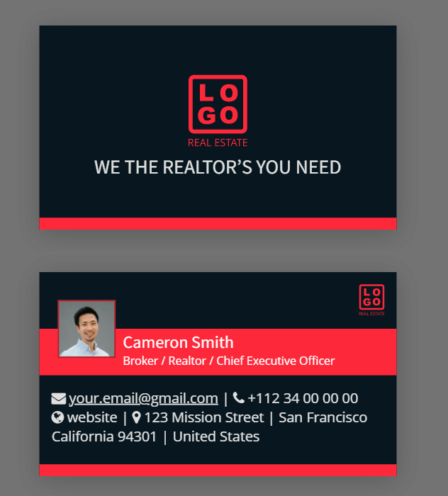 Real Estate Business Card Template from Xara Cloud