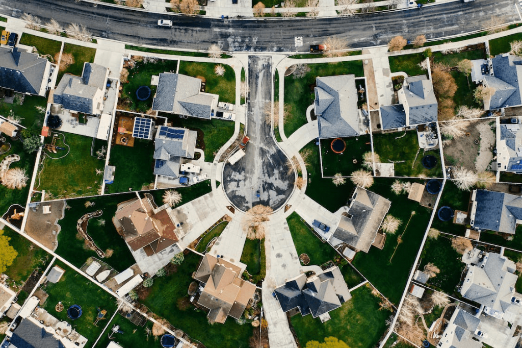 Aerial view of a Real Estate Neighborhood