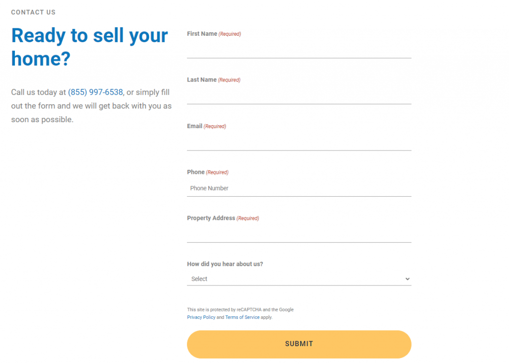 Ready to sell your home landing page