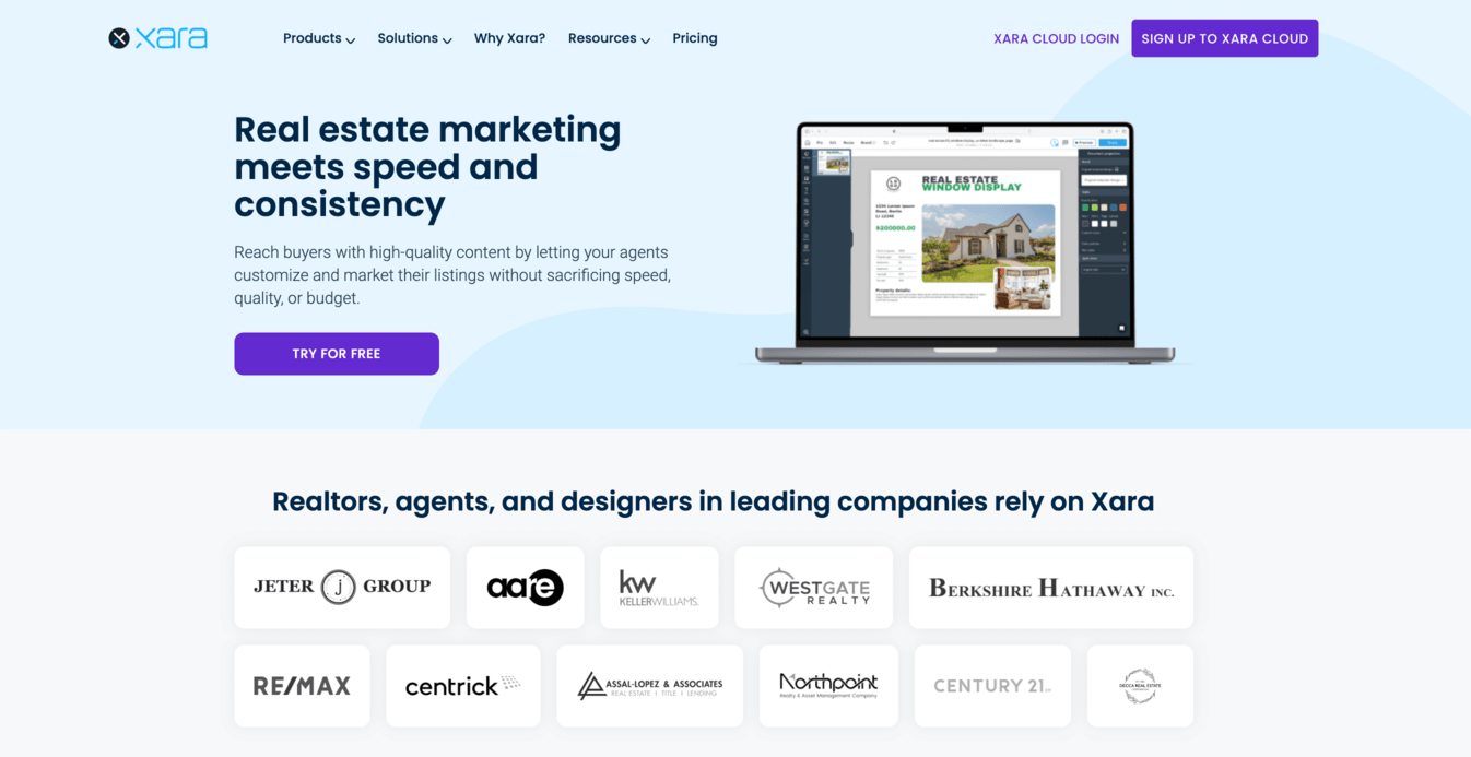 Xara for Real Estate Website