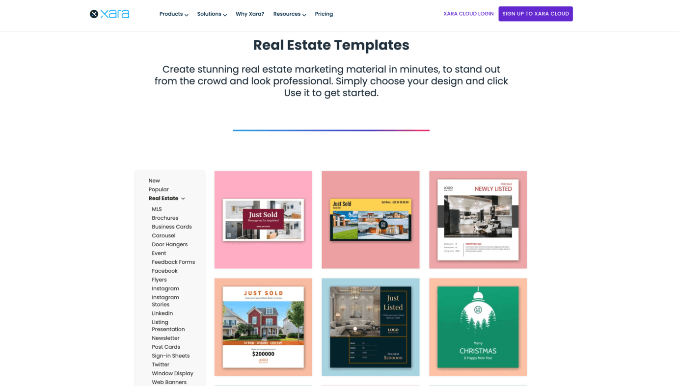 Real Estate Templates Xara Cloud