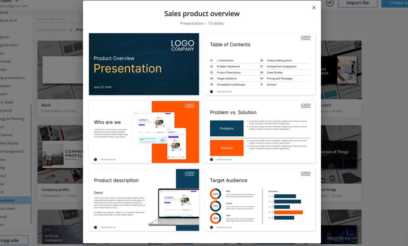 Winning Pitch Deck Example: Sales Product Overview Template