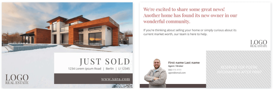 JUST SOLD Real Estate Postcard Template from Xara 2-min