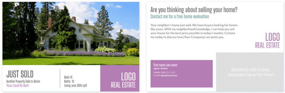 JUST SOLD Real Estate Postcard Template from Xara 4-min