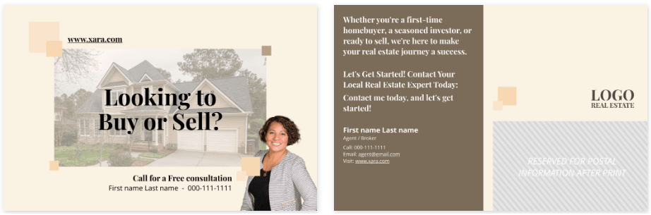 Looking To Buy or Sell Real Estate Postcard Template from Xara-min