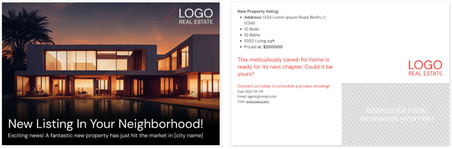 New Listing Real Estate Postcard Template from Xara-min