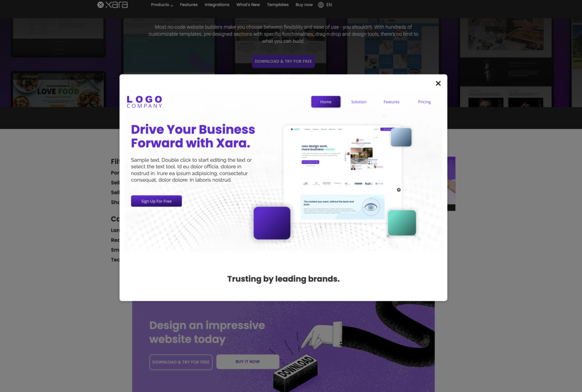 Lead Generation Website Template from Xara Designer Pro+