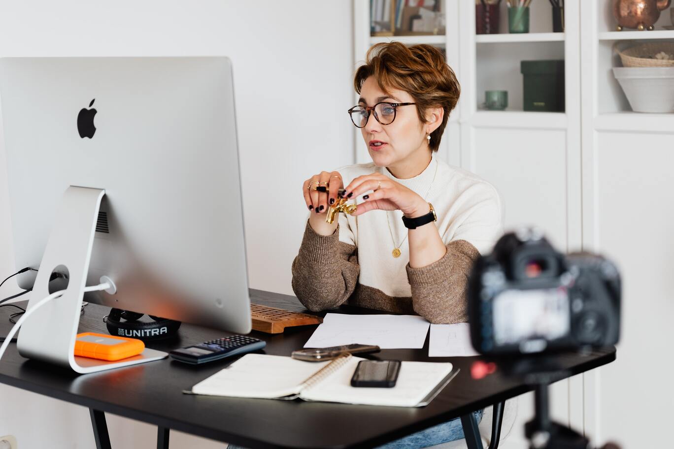 Real Estate Agent during a webinar for the holidays