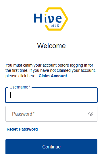 Hive MLS login screen