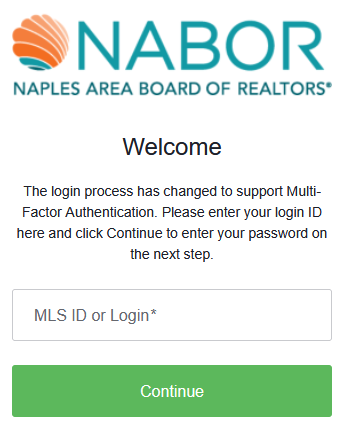 nabor login screen